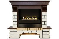 Биокамин в портале Firezo Pierre Luxe Темный дуб Белый, стандарт