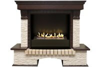 Биокамин в портале Firezo Pierre Luxe Темный дуб Сланец бежевый, стандарт